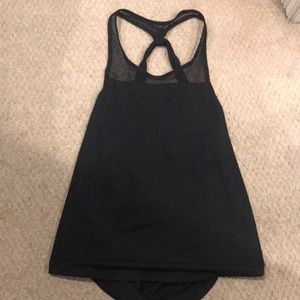 Fabletics black workout top with mesh detail